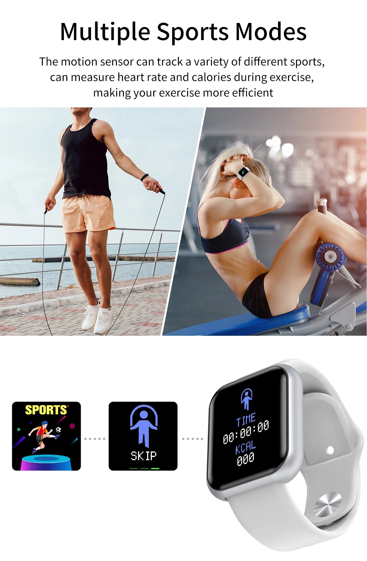 D20 Smart Watch for Men Women Smartwatch Y68 Fitness Tracker Sports Heart Rate Monitor Wristwatch for IOS Android