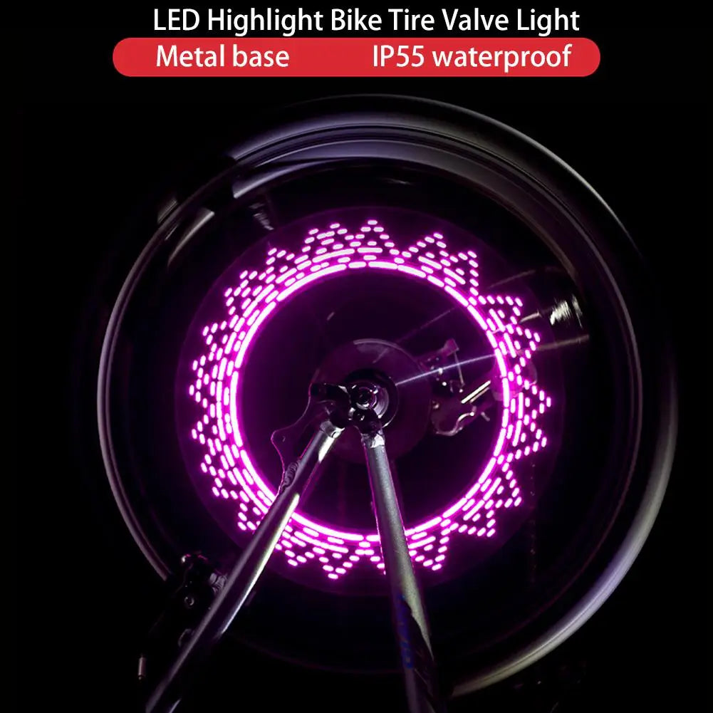 Highlight Bike Tire Valve Light 15 patterns mountain road bike bicycle lights LEDS Tyre Tire Valve Caps Wheel spokes LED Light