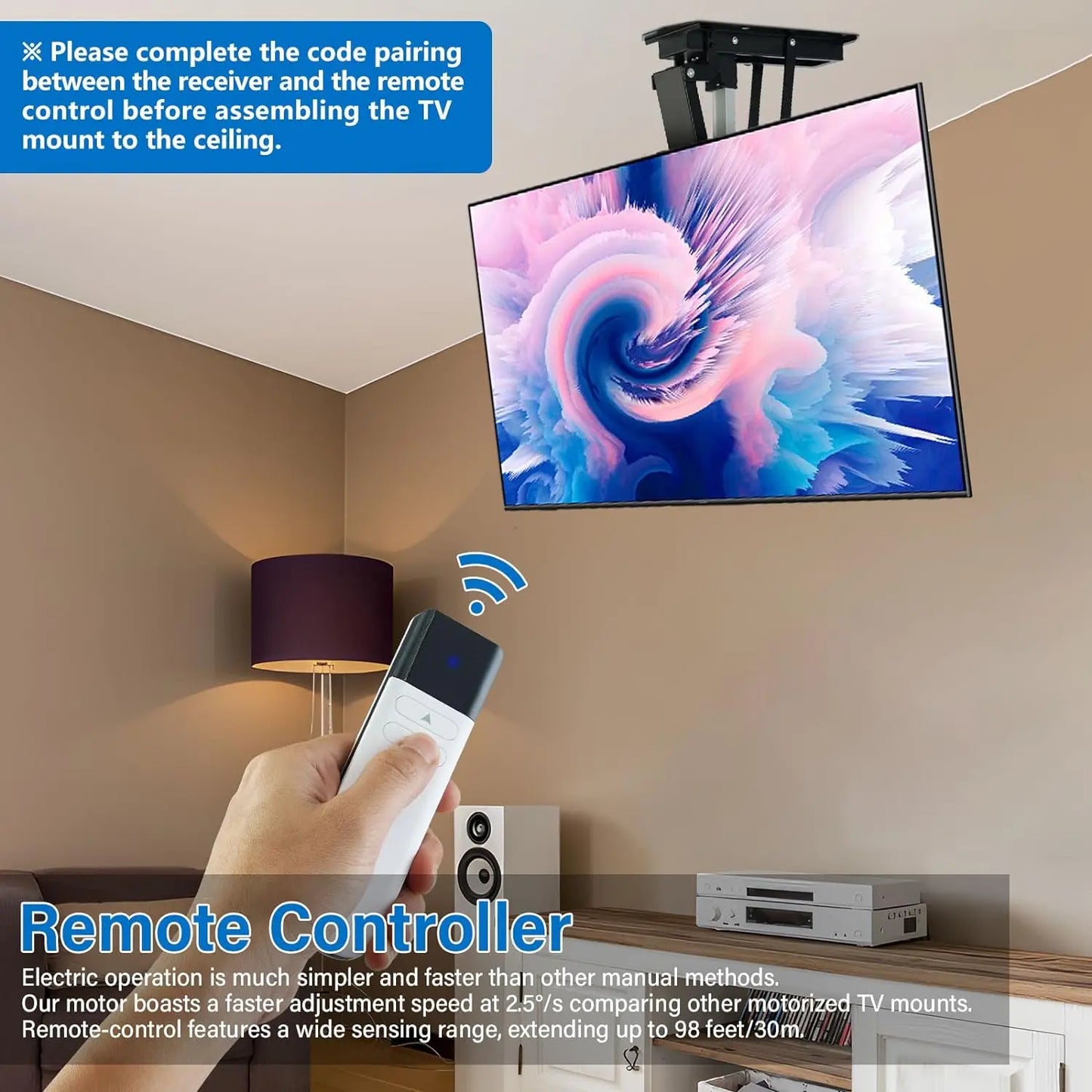 TOPSKY Electric Adjustable Ceiling TV Mount