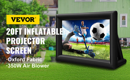 VEVOR 16FT 20FT Inflatable Movie Projector Screen With 350W Washable Air Blower 16:9 Home Cinema for Camping Wedding Outdoor Use